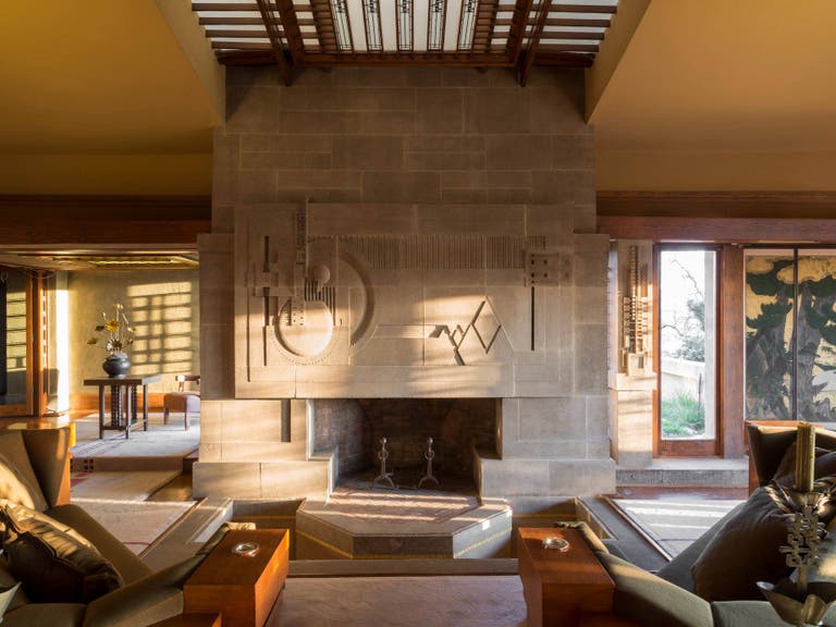 Fireplace at the Hollyhock House