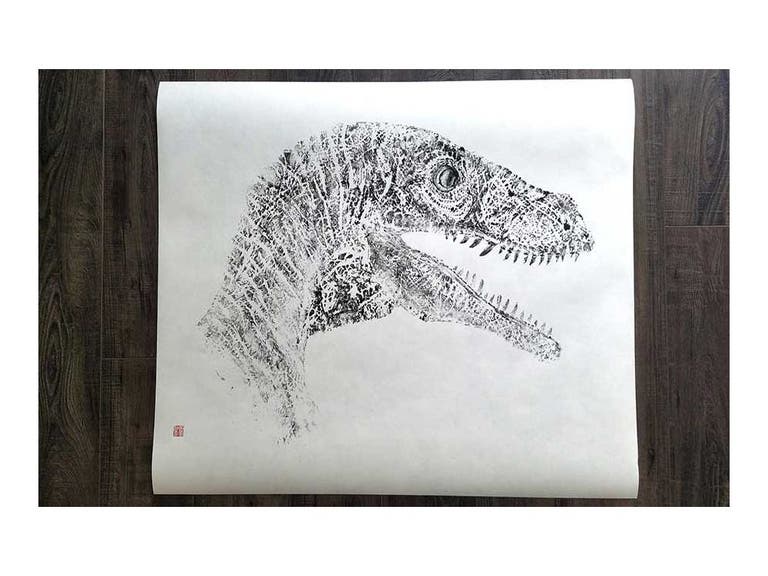 Velociraptor Gyotaku Print at the Natural History Museum Store
