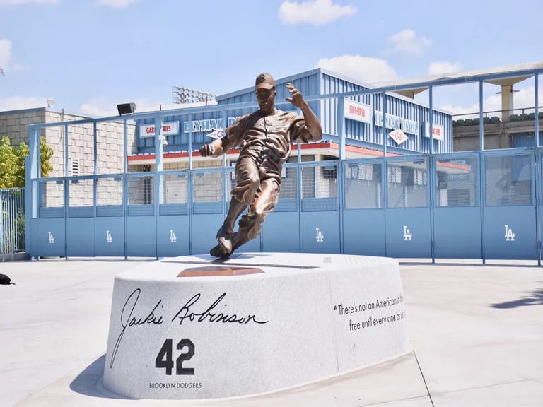 Jackie Robinson statue by Branly Cadet at Dodger Stadium